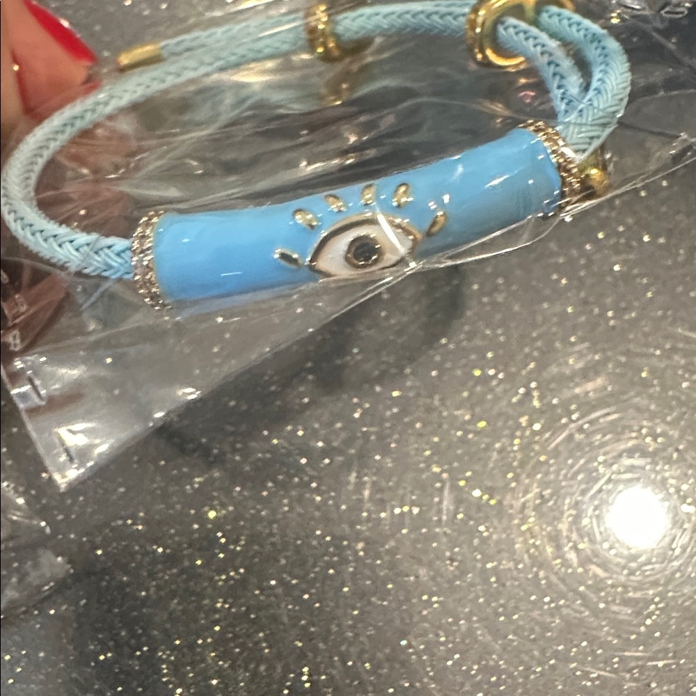 Blue Evil Eye Bracelet with Gold Accents